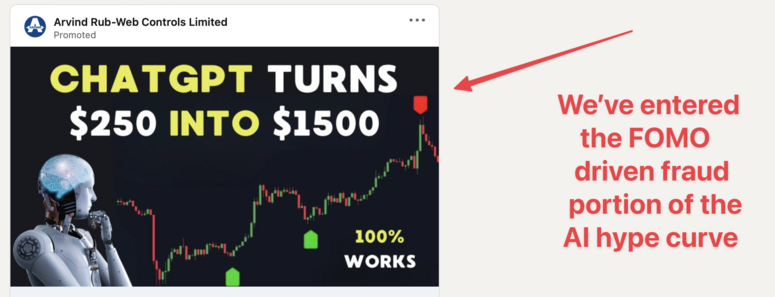 An ad from LinkedIn that promises to show yuo how to use ChatGPT to turn $250 into $1,500