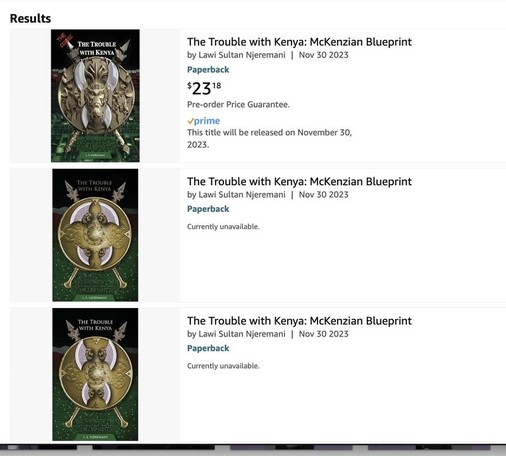 Screen shot of upcoming books by Lawi Sultan Njeremani