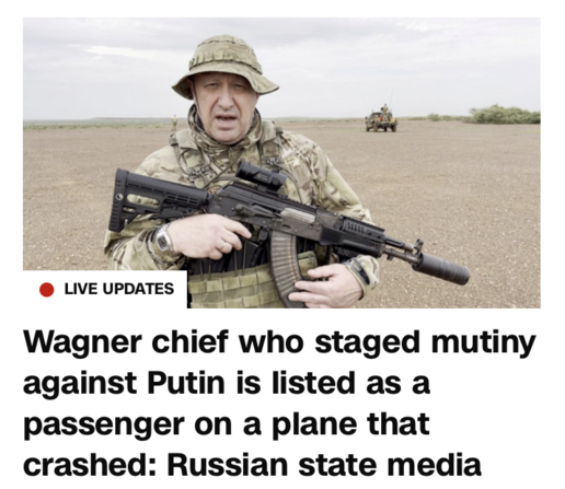"Wagner chief who staged mutiny against Putin is listed as a passenger on a plane that crashed: Russian state media"