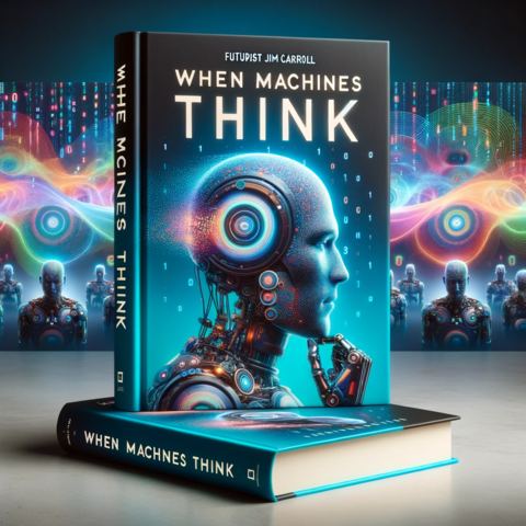 A mockup of a book by Futurist Jim Carroll titled "When Machines Think"