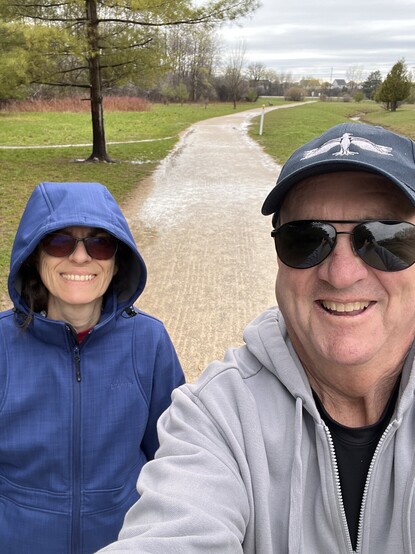 Jim and his wife. She is at this point because the rain stopped