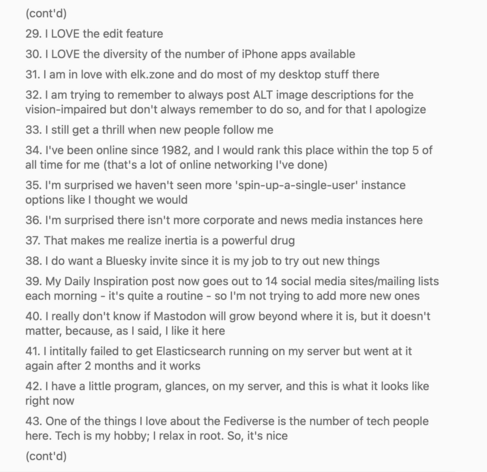 Point 32 reads: ""I am trying to remember to always post ALT image descriptions for the vision-impaired but don't always do so, and for that I apologize.""