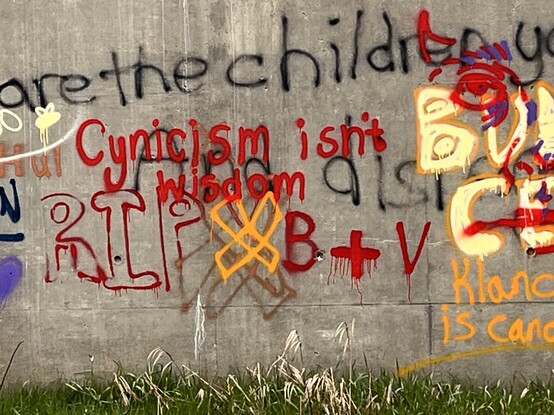 The " reads "cynicism isn't wisdom