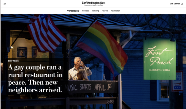 Washington Post article: "A gay couple ran a rural restaurant in peace. Then new neighbors arrived."