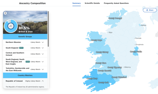 Jim Carroll's DNA - 89.5% British and Irish
