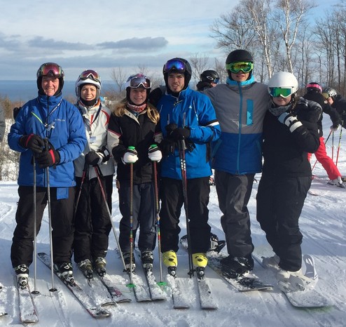 Futurist Jim Carroll on a ski hill with his family.