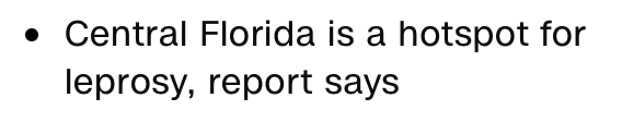 "Central Florida is a hotspot for leprosy"