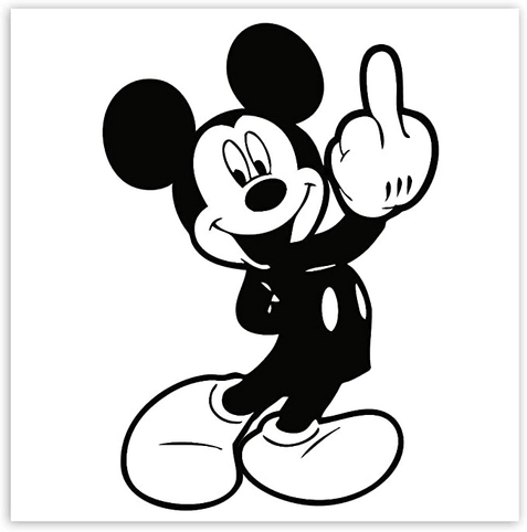 Mickey Mouse giving a finger.