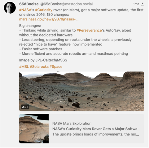 Nasa's Curiosity Rover on Mars gets a major software update